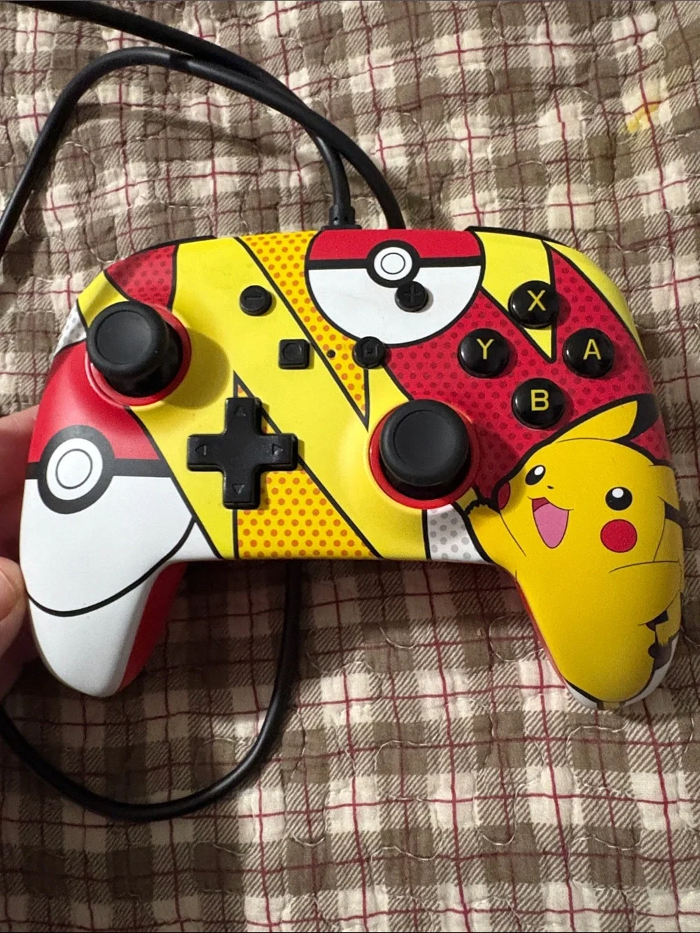 Pikachu Themed Wired Game Controller - Yellow/Red/White